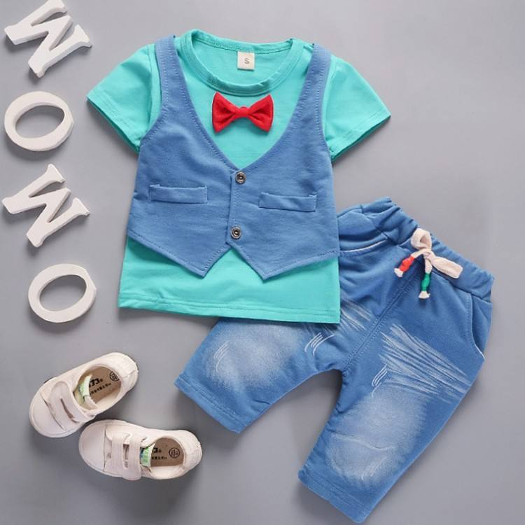 Baby Boys Jacket with T Shirt Pant & Bow Outfit Code No 5131