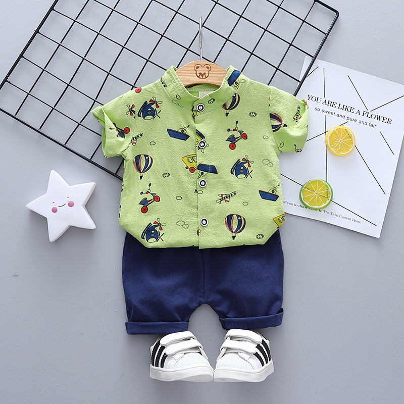 Boys Cartoon Printed Shirt Short Set Code No: 5279