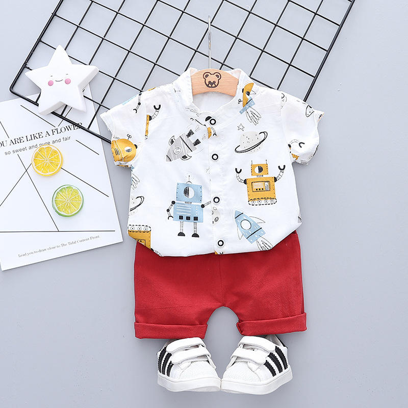 Baby Boy Cartoon Printed Shirt Short Set Code No : 5280