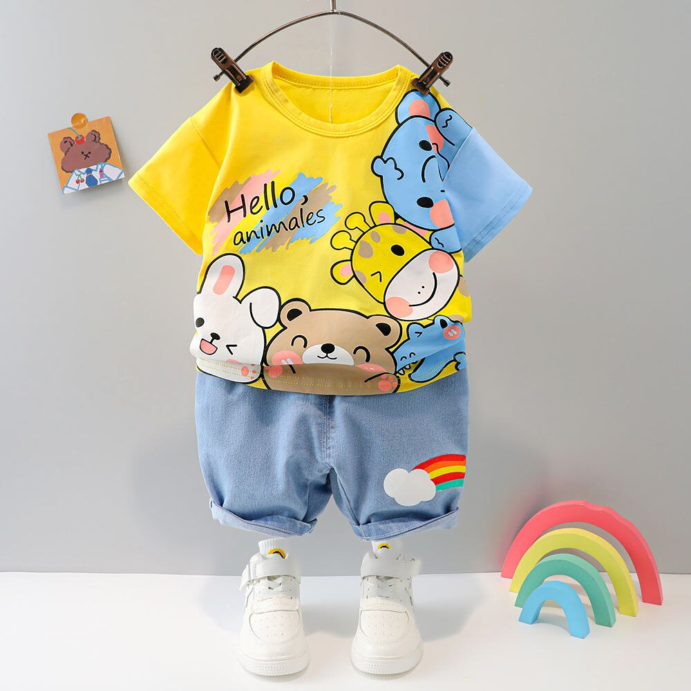 Baby Boy Cartoon Printed T Shirt Shorts Outfits Code No 5289