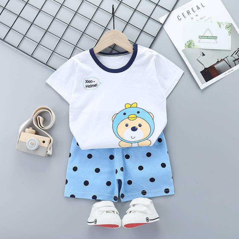 Baby Boy Girl Cartoon Printed T Shirt Short Set Code No 5331